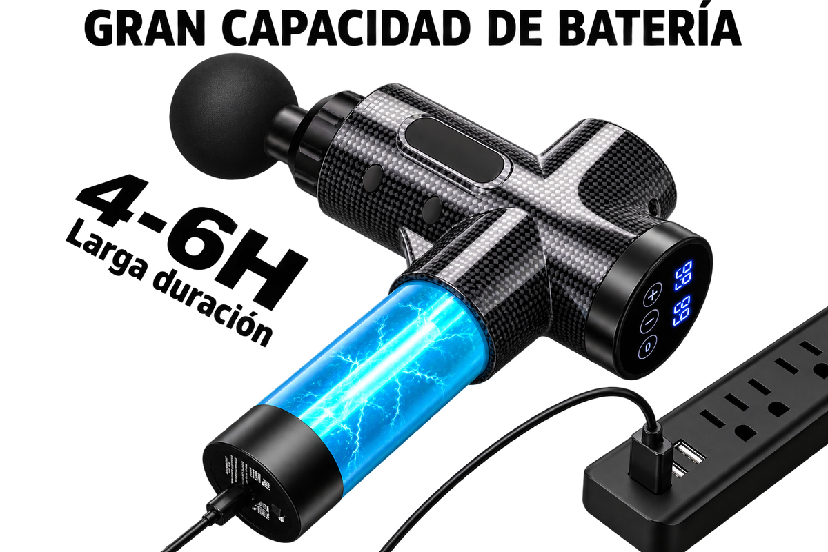 Batería de larga duración recargable por USB tipo C para pistola muscular